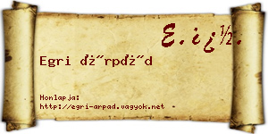 Egri Árpád névjegykártya